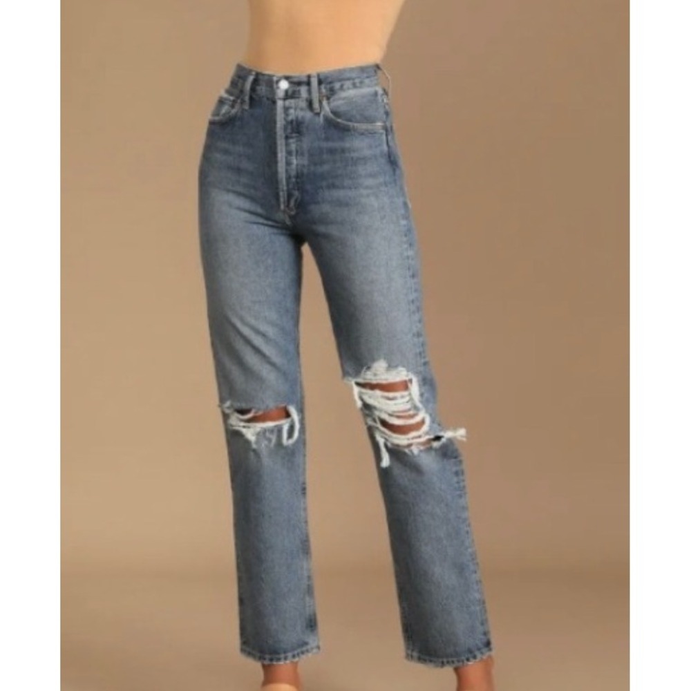 AGOLDE 90s Pinch High Waist Distressed Ripped Straight Leg Jeans Size 29